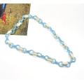 2021 elegant white and cyan  acrylic color link chain  twist necklace